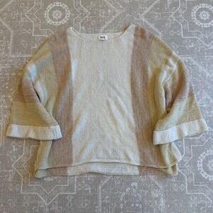 BKE Striped Knit Sweater Women's XS Boat Neck Bell Sleeve Lightly Textured‎